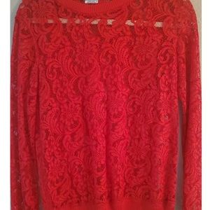 M Red Lace Blouse by Saylor